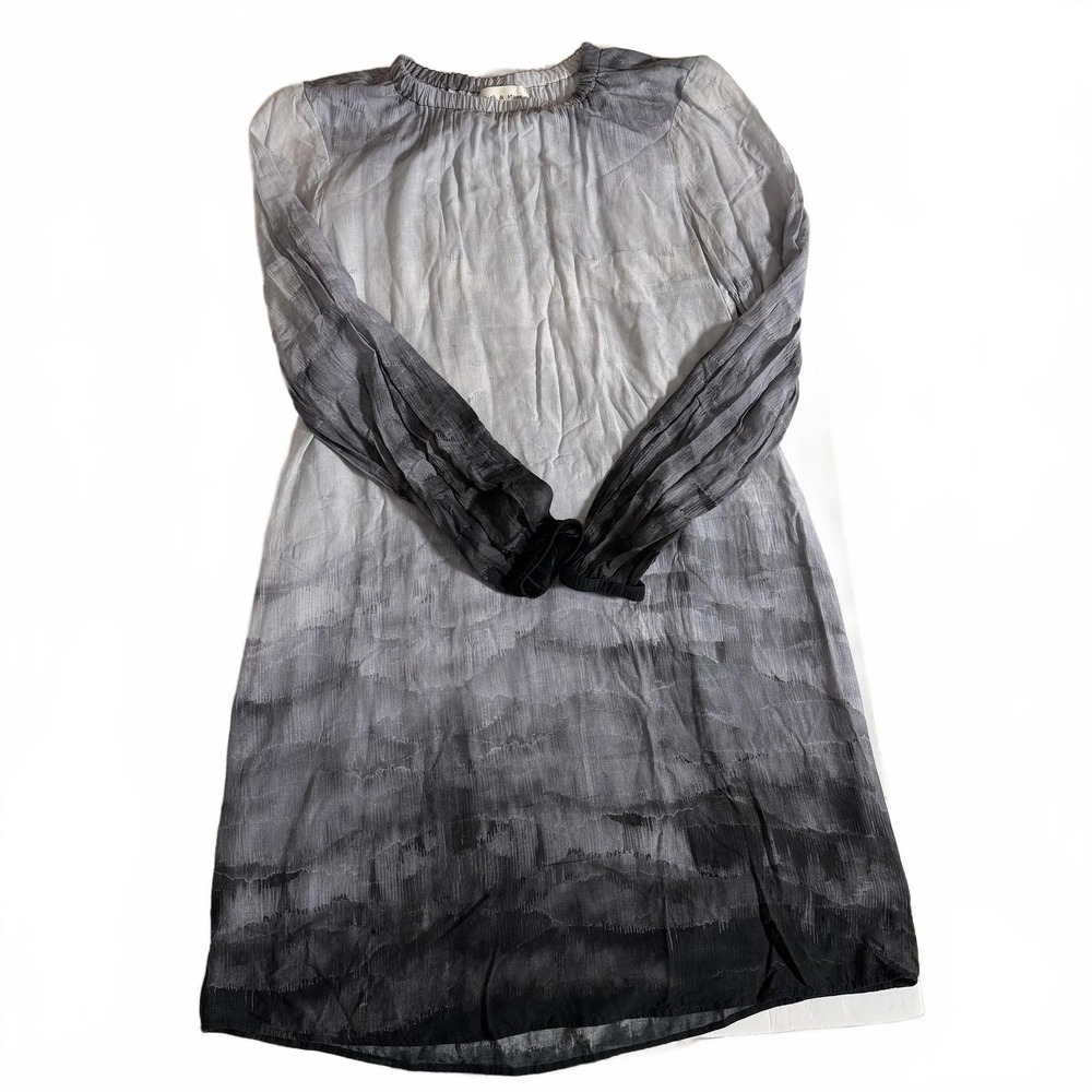 ANTHROPOLOGIE Cloth & Stone Ombre Glacier Print Rayon Crew‎ Neck Boho Dress SZ S